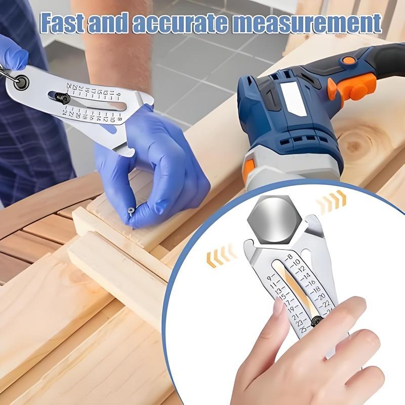 Portable Thread Size Checker, Handheld Measuring Tool, Bolt & Nut Identifier Size Measuring Tool, Accurate Bolt Size Finders Keychain, Hardware