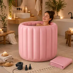 Inflatable Cold Plunge Ice Bath Tub for Adults — Electric Air Pump Included, Portable Foldable Hot & Cold Therapy Bathtub, 3-Layer Reinforced PVC, Fits Home Shower Stall & Outdoor Use 31.5in*25.6in