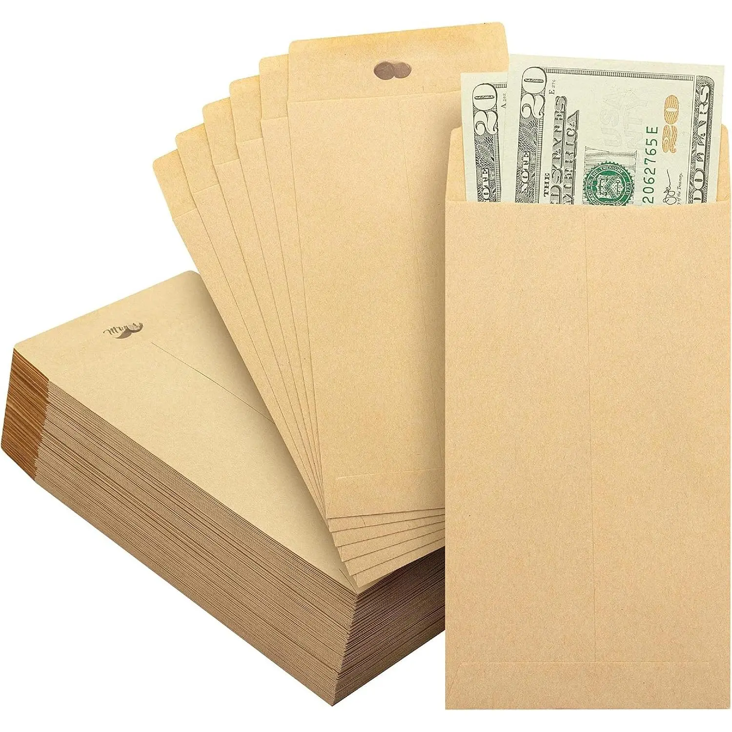 100-Pack Self-Adhesive Water Seal Paper Envelopes (6.5in x 3.5in) - Bulk Pack Organizers for Budget Saving, Check & Small Item Organizing
