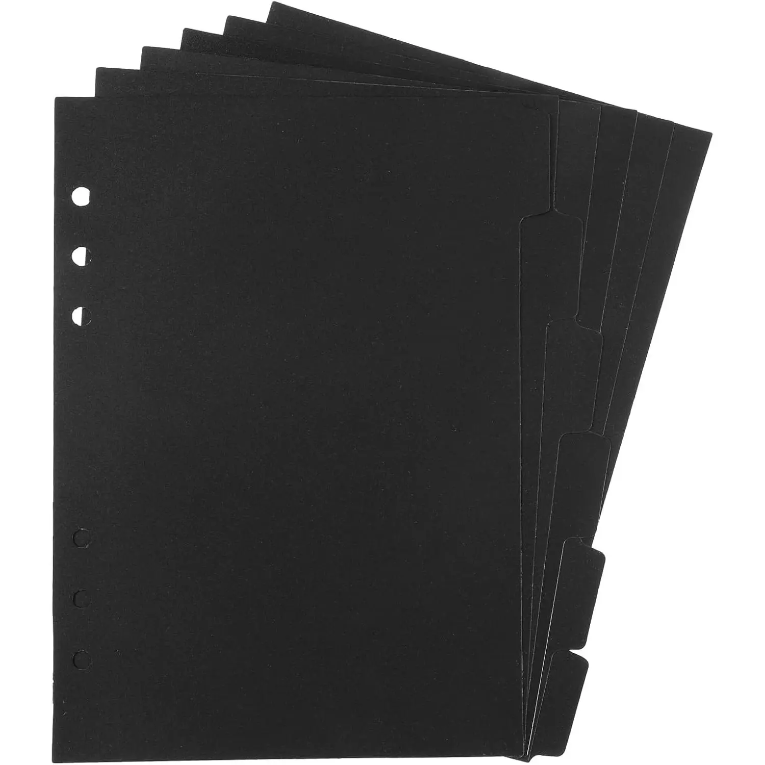 6 count A5 Binder Dividers, 6 Holes Black Binder Divider Index with Tabs Insertable Plastic Index Divider Sheets for Binders Notebook Journal Diary Memo Notepad (Black)