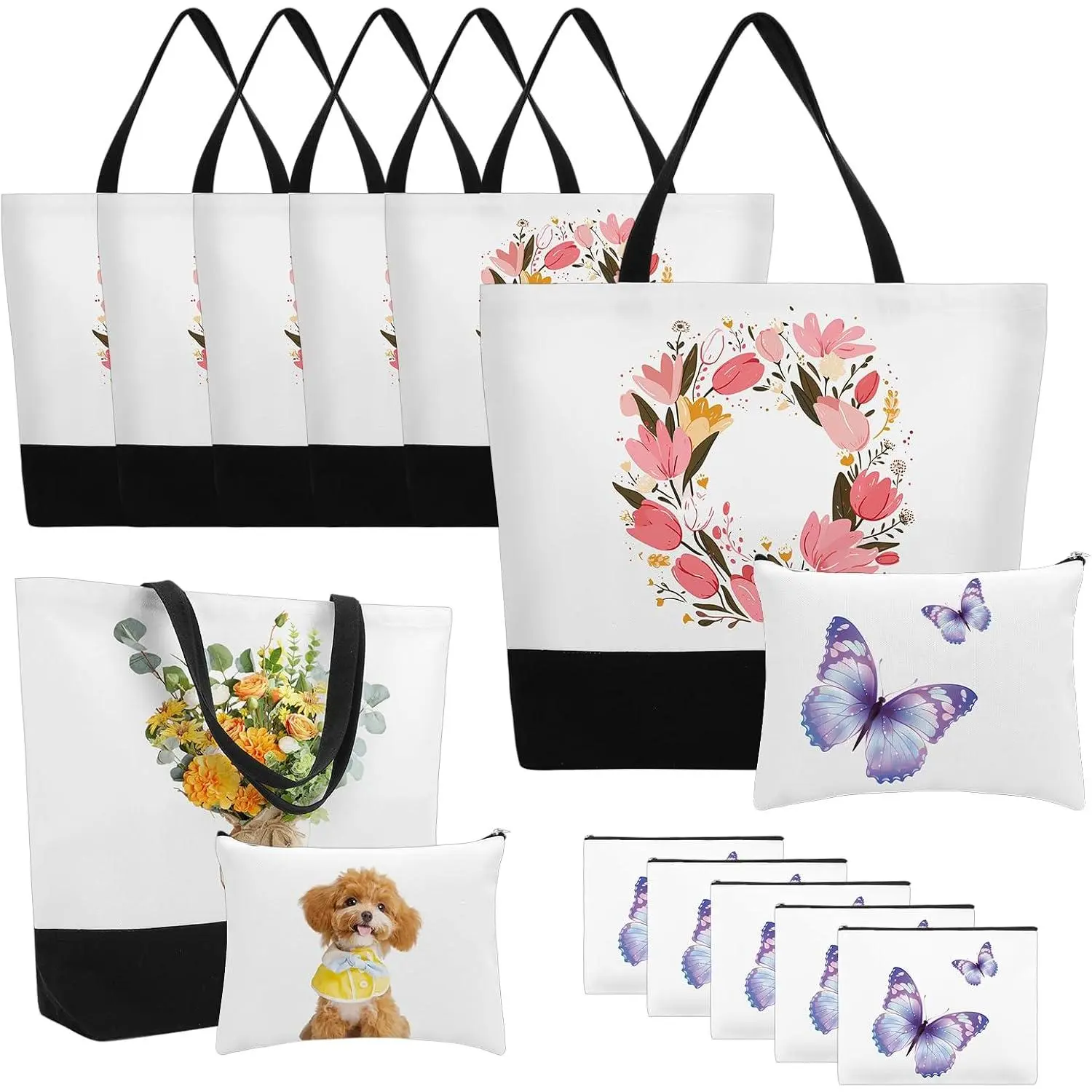 Canvas Tote Bags Bulk, Sublimation Blank Tote Bags | Sublimation Tote Bags, Makeup Pouch Case, Sublimation Bags, Women DIY Craft