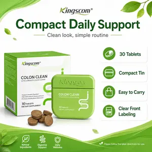 Kingscom Gut Colon Cleanse Tablets, 30 Count Digestive Wellness Supplement, Fiber Support, Plant Based Gut Support, Easy to Take Daily Tablets cleansed
