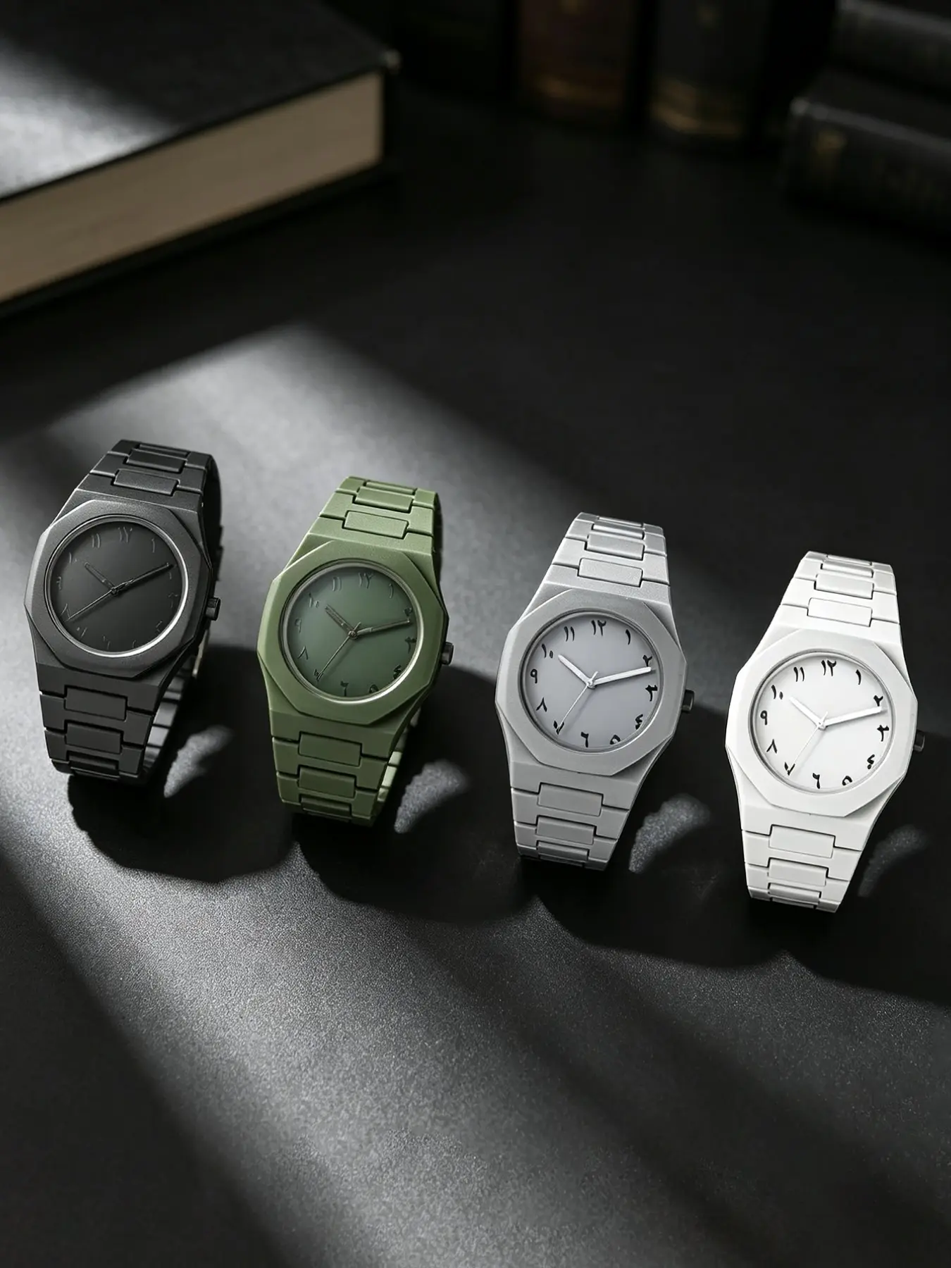 Men's Hip-Hop Fashion Sport Watch Set, 4-Piece Quartz Analog Dial, Daily Wear, Running, Travel, Holiday Gift