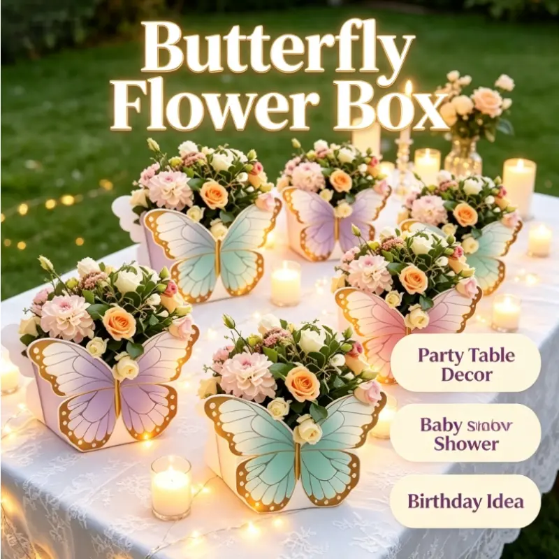 12Pcs Butterfly Gift Boxes, Table Centerpieces for Wedding & Baby Shower, Butterfly Themed Party Decorations, Decorative Gift Boxes for Birthday, Tea Party, Valentine's Day and Mother's Day