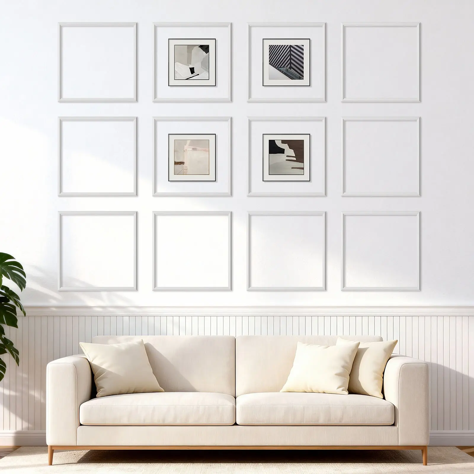 VEVOR Wall Molding 12 Pack, 20 x 20 in Wainscoting Panels Kit, Lightweight Paintable Polystyrene, Easy to Install, Waterproof Accent Wall Trim for Interior Décor Living Room, Bedroom, Home, White