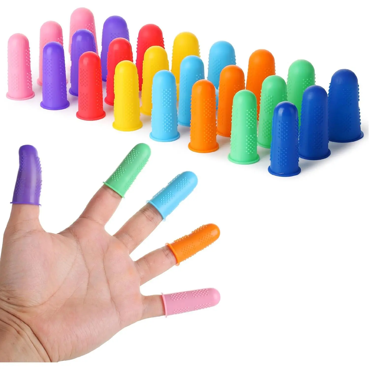 Silicone Hot Glue Gun Finger Caps, 24 pcs, 3 Sizes| Reusable Silicone Finger Protectors for Hot Glue, Wax, Resin, Honey Adhesives, Scrapbooking, Sewing