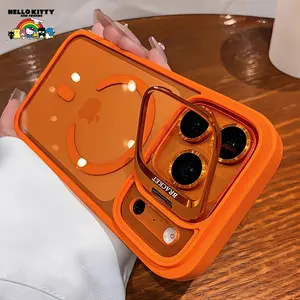 Luxury Magsafe Magnetic Shockproof Phone Case with Built-in Lens Bracket & Full Glass Camera Lens Protector, Compatible with iPhone 11/12/13/14/15/16/17/Air/Pro/Pro Max Full Series, Premium All-Round Protective Cover