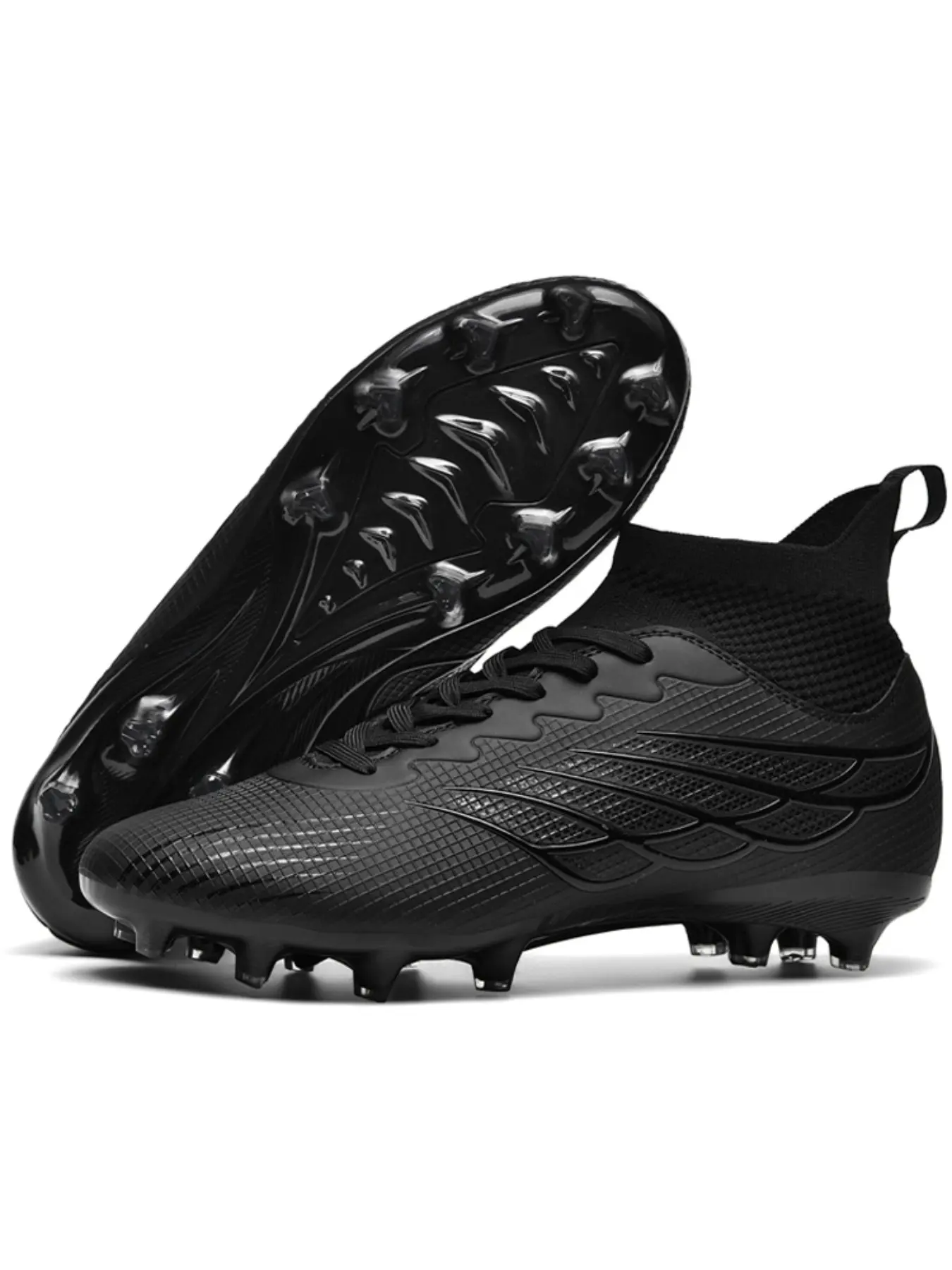 Men's Professional Soccer Shoes, Anti-Slip Ag Studs, Breathable High-Top PU Leather, Outdoor Tpu Cleats, Classic Sports Boots for Adults, Football Boots
