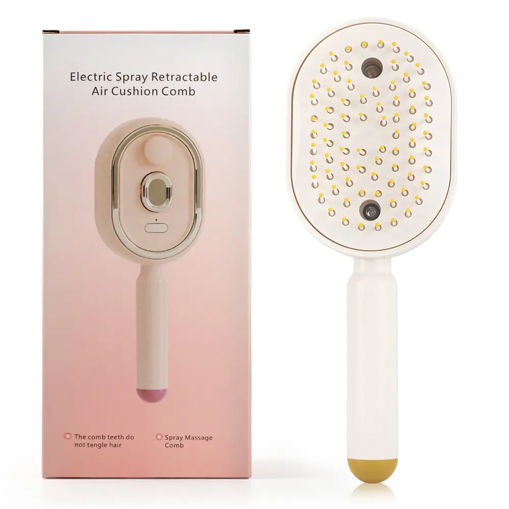 USB Rechargeable Electric Spray Airbag Massage Comb, Essential Oil Atomizing Hair Care Brush, Anti-Static Detangling Volumizing Comb with Self-Cleaning Function, Multi-Color, Detangler Combs, Ideal Gift for Women (Essential Oil Not Included)