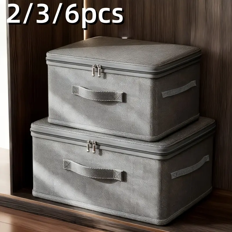 Large Waterproof Storage Boxes (Packs of 1, 2, 3, 4, or 6)-Versatile, stackable storage solution, perfect for saving space in closets, bedrooms, and kitchens-Ideal for organizing books, clothes, and bedding