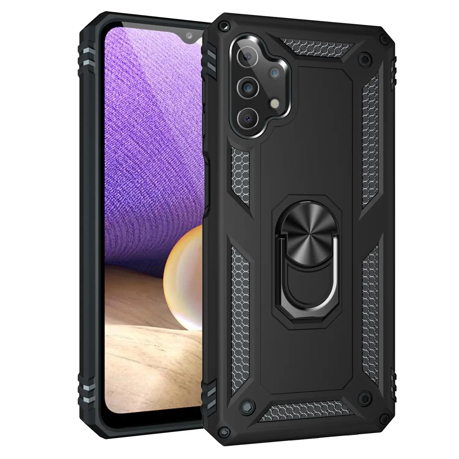 Case for Samsung Galaxy A32 5G/M32 5G, Anti-Slip Shockproof Dual-Layer Metal Ring Stand, 360° Rotatable, Durable for Samsung Galaxy A32 5G/M32 5G Phone Case, Protective Shell Cover