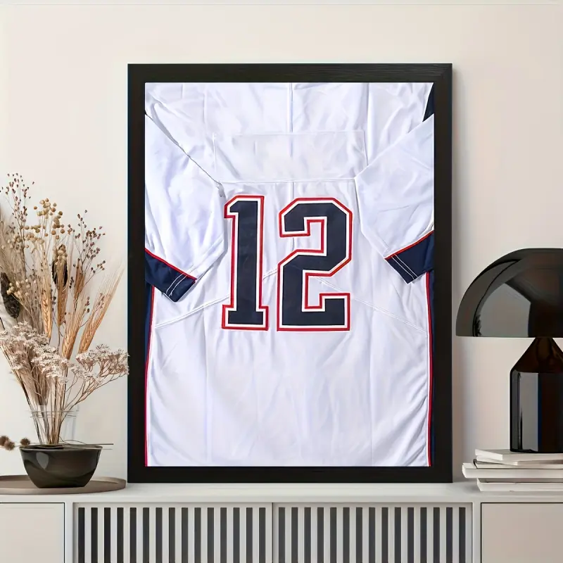 Black Modern Jersey Display Holder, Wall Hanging Wall Art Hangable Storage Organizer, Interior Wall Decor, Home Hanging Decoration, Fit Basketball Football Rugby Uniforms For Living Room Decor, Prevent Valuable Sport Souvenir From Dust Damage
