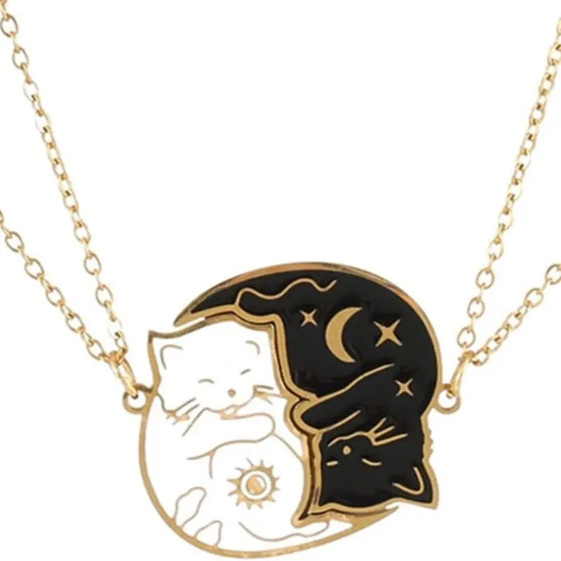 Stainless Steel   Necklace, 2 count Matching  Yin Yang Charm Pendant Necklace for Couples BFF