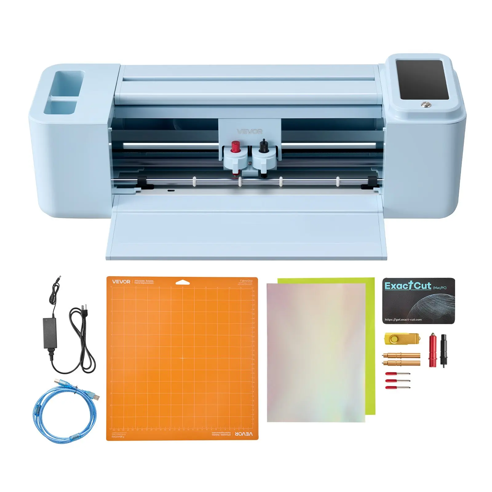 VEVOR Vinyl Cutting Machine, 12 in, Touchscreen-Controlled Vinyl Cutter, 20000+ Built-in Design Resources, Compatible with Mac, Windows, Android and iOS, for Creating Customized Crafts Cards, Decor, Foil, Heat Transfer Paper, Compact Size, Software