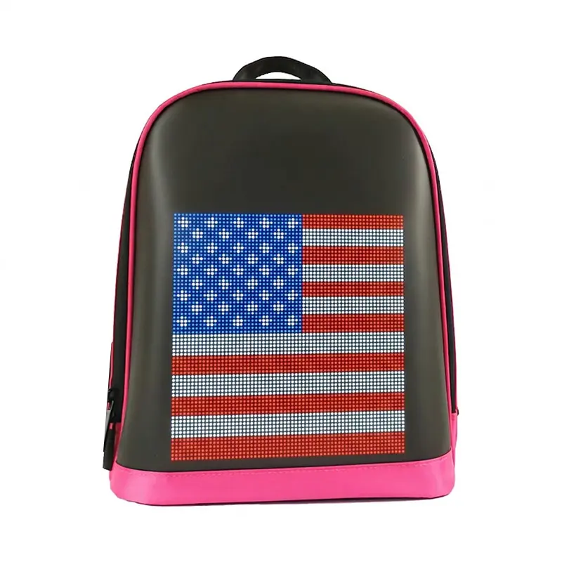 LED Backpack R1 Rose Red Style, Smart Bluetooth Pixel Screen, Hard Shell Compact Daypack with USB Charging, DIY Animation, Creative Casual Bag for Daily Commuting Outdoor, Cool Tech Gift (Power Bank Not Included)