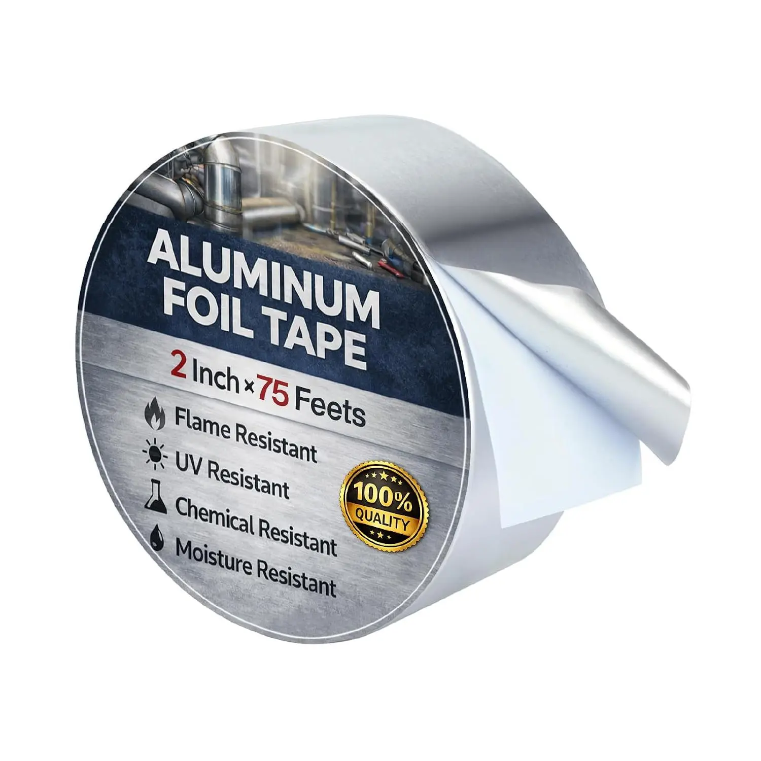 -  Foil Tape, 2 Inch x 25 Yard, 3.6 Mil, HVAC Heat Tape for Ductwork, Dryer Vent, Air Conditioning, Furnace, Pipe Insulation, , Flame, UV &  Resistant | HVAC Heat Tape for Ductwork Dryer Vent Air Conditioning Furnace Pipe Insulation  Flame UV &  Resistant