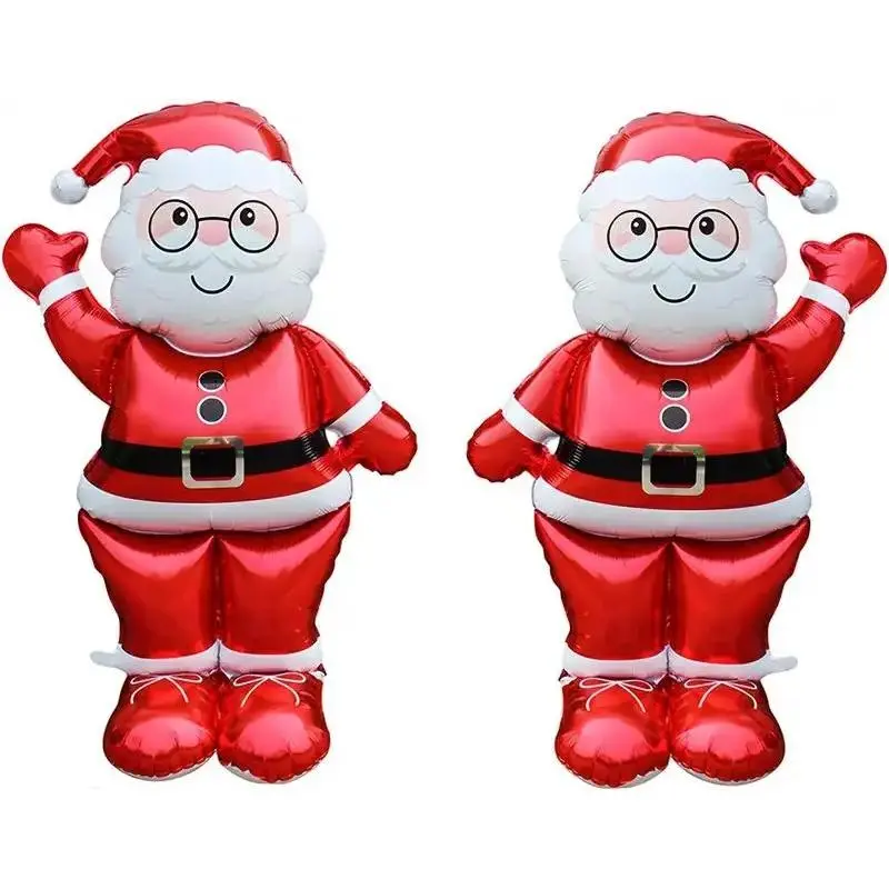 Large Santa Figure Foil Balloon with Pump - 2 Pieces Christmas Party Decor, Family Fun for Tree & Photo Booth Home Festive Supplies