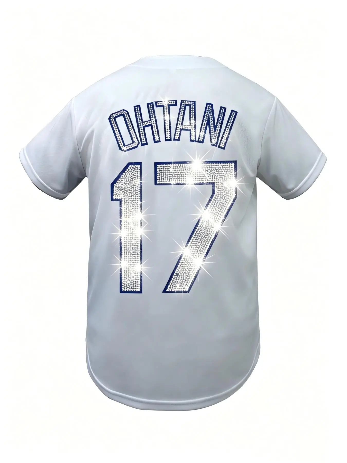 Los Angeles 17 Rhinestone Baseball Jersey Men Women Sparkle Glitter Baseball Shirt Casual Short Sleeve Button Down Sports Jersey Sports Top Party Outfit Jersey Shirts Sports Clothing