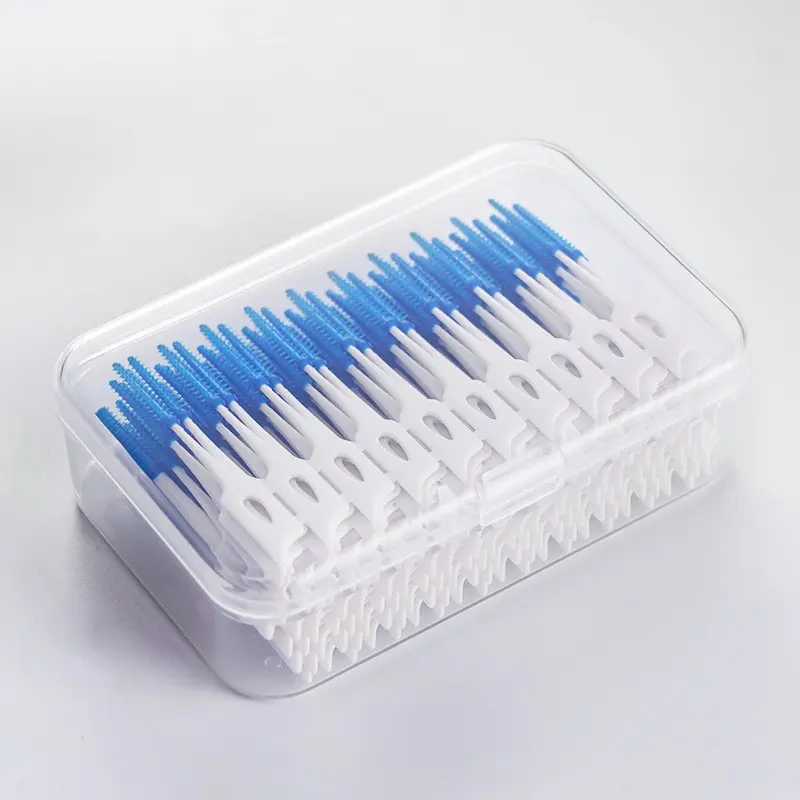 200 Pieces Interdental Brushes, Braces Brush with Silicone Head, Dental Tooth Flossing Toothpick Cleaners, Tooth Cleaning Tool, Teeth Cleaning Tool, Storage