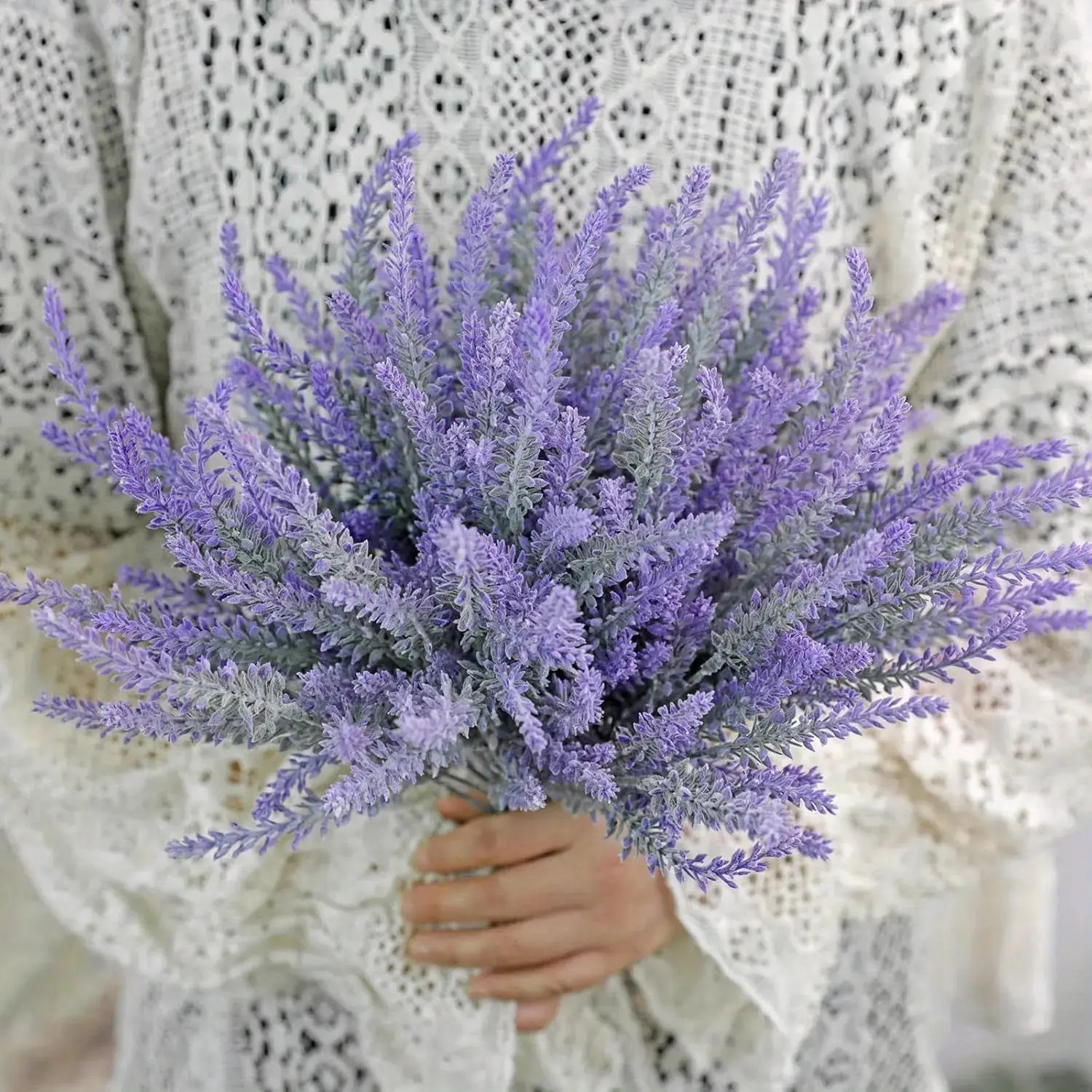 10PCS Plastic Fake Flowers Artificial Lavender for Home Wedding Kitchen Garden Office Table Centerpieces Indoor Outdoor Decor