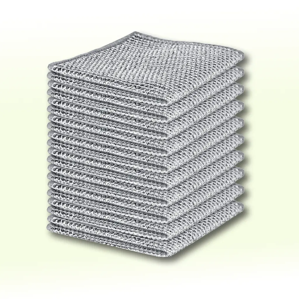 10-Pack Double-Sided Steel Wool Sponge Cloth, One Side for Burnt Food One Side for Gentle Wipe, Kitchen Cleaning Set, Easy Storage microfiber polishing toallitas demicrofibra rags wire supply durable non scratch dishcloth he,l,si,double-layer,multipurpose