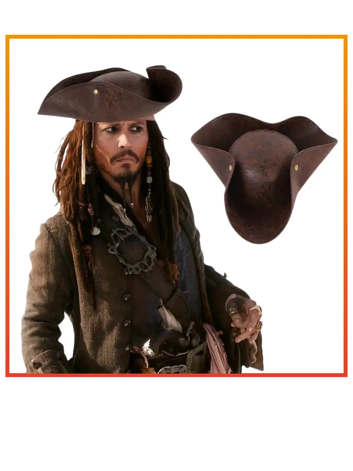 Vintage Caribbean Pirate Triangle Hat, Jack Sparrow Style, Punk Design, Leather-Like Texture, Party Hats, Perfect for Parties, Horses, Travel, Festivals