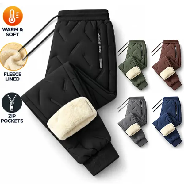 Men's fashionable trend fleece casual tapered pants, with drawstring at the waist, providing comfortable and loose fit, allowing for free movement even in cold weather or during daily commutes.