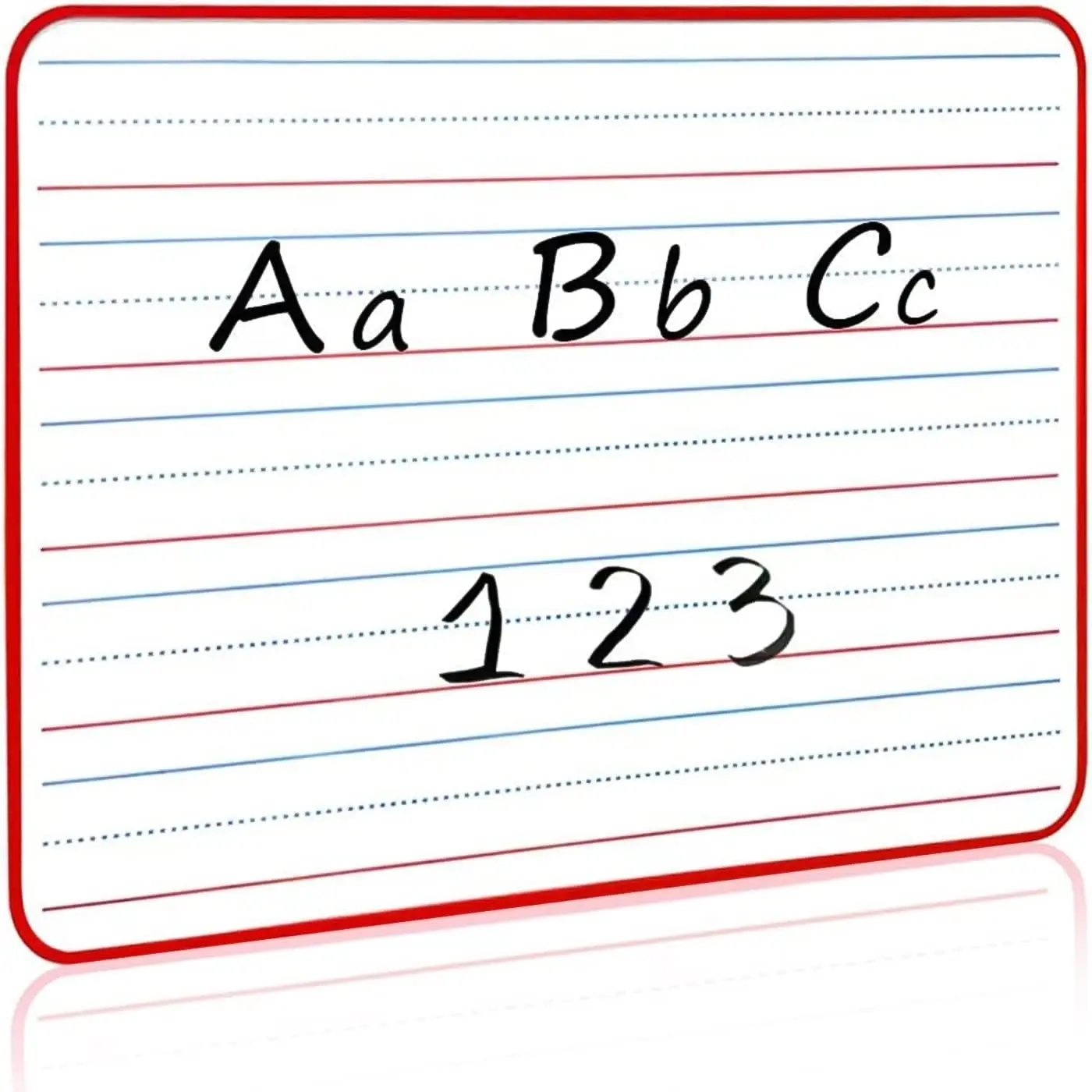 Lined Dry Erase Whiteboard 9 x 12, Double Sided | Red Frame, Portable Handheld Lapboard for Handwriting, Crisp Surface Easy to Clean No Residuals, Classroom, Homeschool