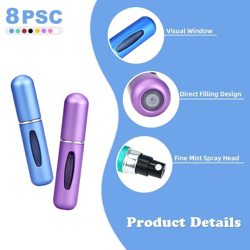 4/8/12Pcs Refillable Perfume Atomizer Travel, 5ML Portable Mini Pocket Perfume Atomizer Bottle Spray for Travel Accessories Tin Canister Organiser Cosmetic Aluminium 4/8/12Pcs Refillable Perfume Atomizer Travel, 5ML Portable Mini Pocket Perfume Atomizer Bottle Spray for Travel Accessories Tin Canister Organiser Cosmetic Aluminium
