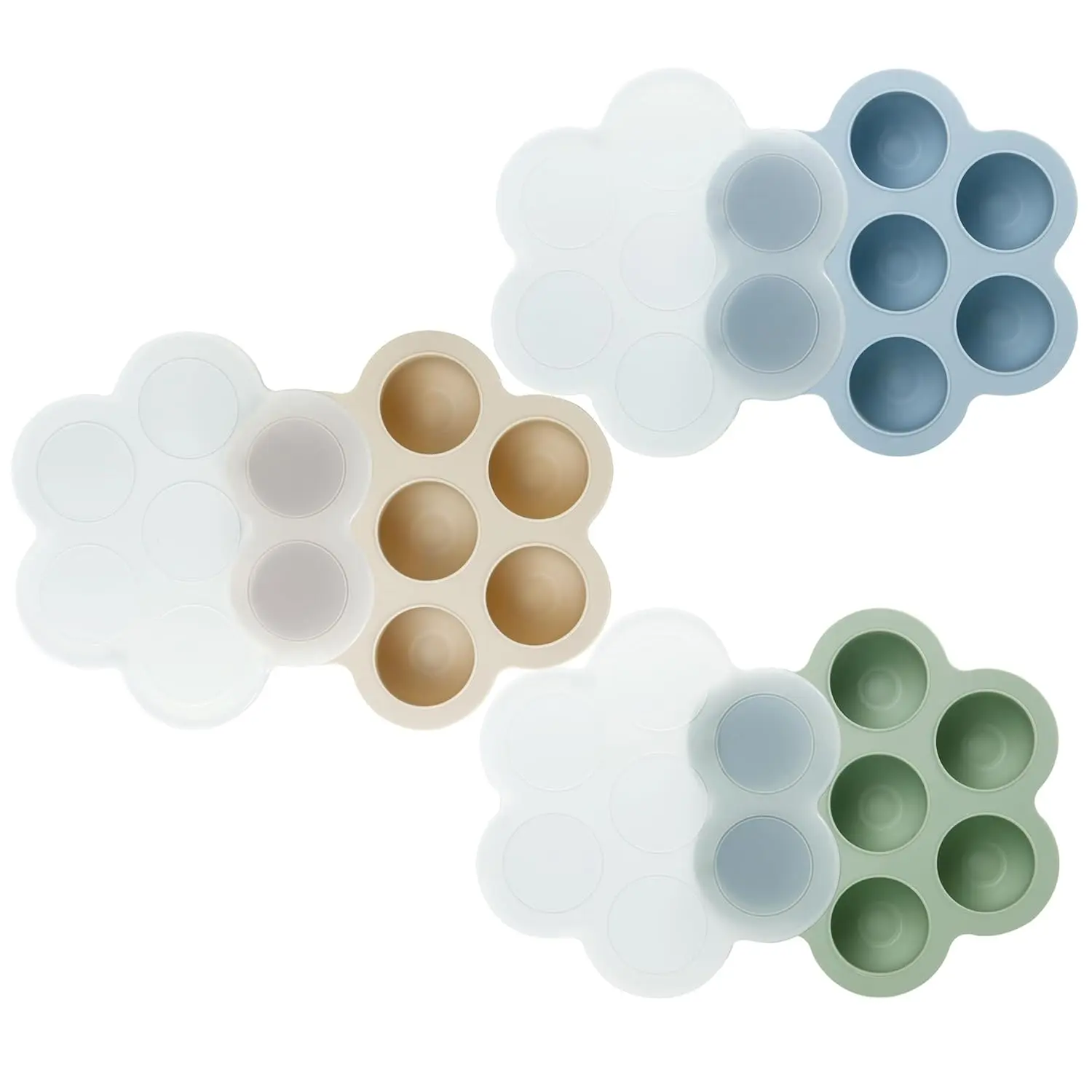 3 Pack Baby Food Freezer Tray with Lids, Silicone Baby Food Storage Container  Homemade Baby Food, Purees, Breastmilk (Blue/Green/Carnation)