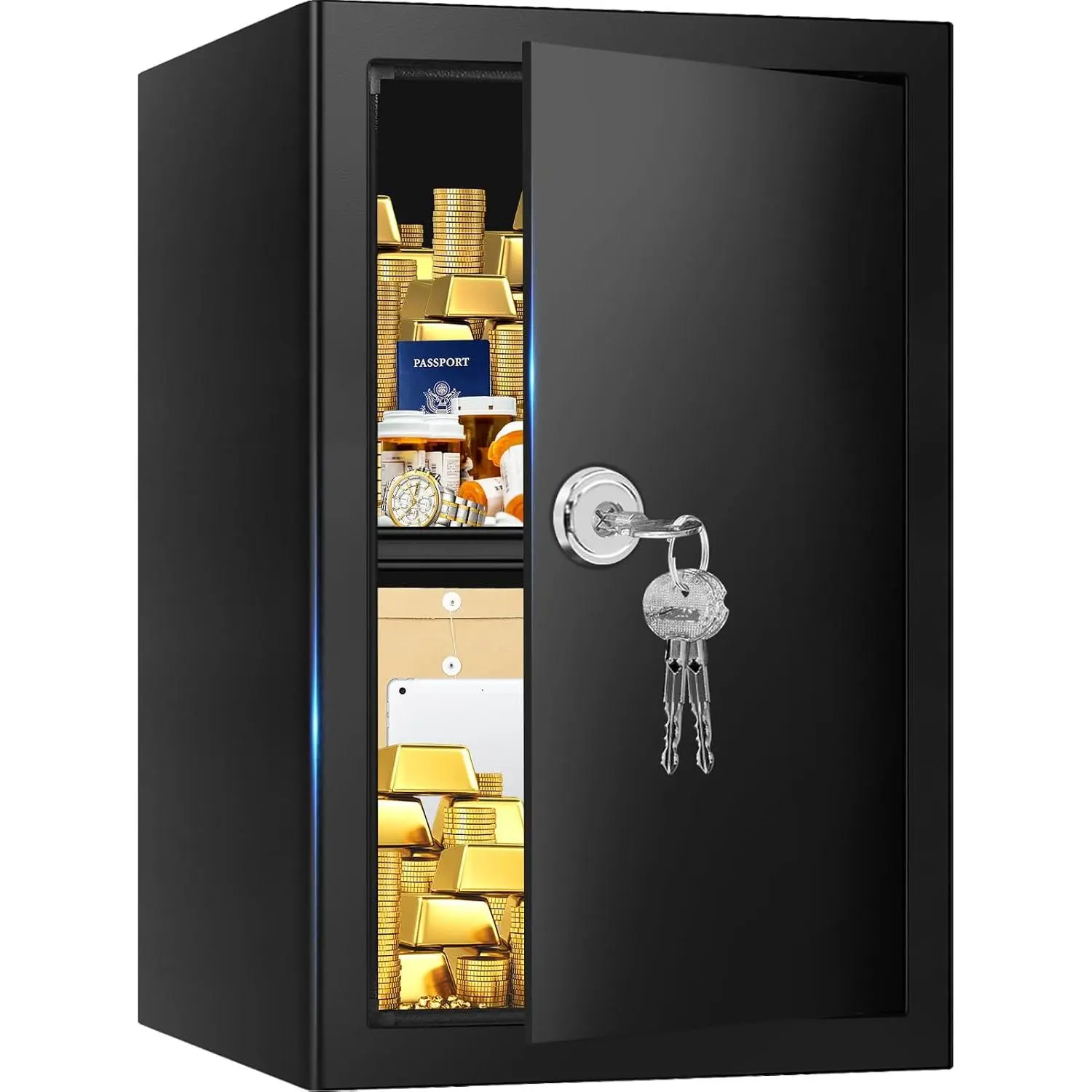 3.0 Cubic  Fireproof Safe Box with Key Lock,  Steel  Box with Removable Shelf for , Documents and , Personal Safes for /Office, 12.2"D x 13.78"W x 19.68"H