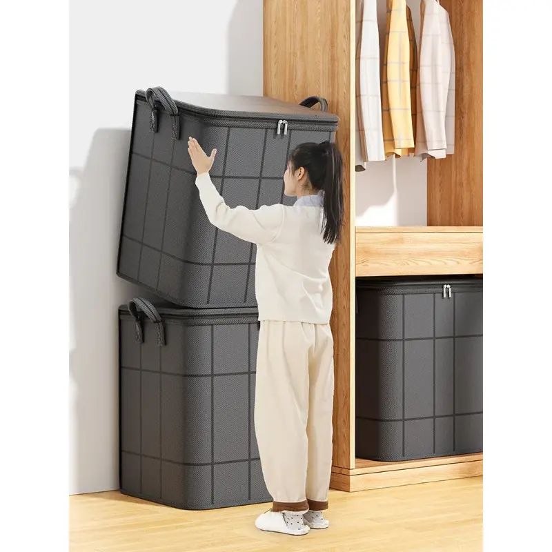 Large Clothes Storage Organizer Bags - Home Supplies for Drawers, Foldable Thick Fabric Blanket Comforter Containers with Reinforced Handles, Waterproof Dustproof, Easy to Find