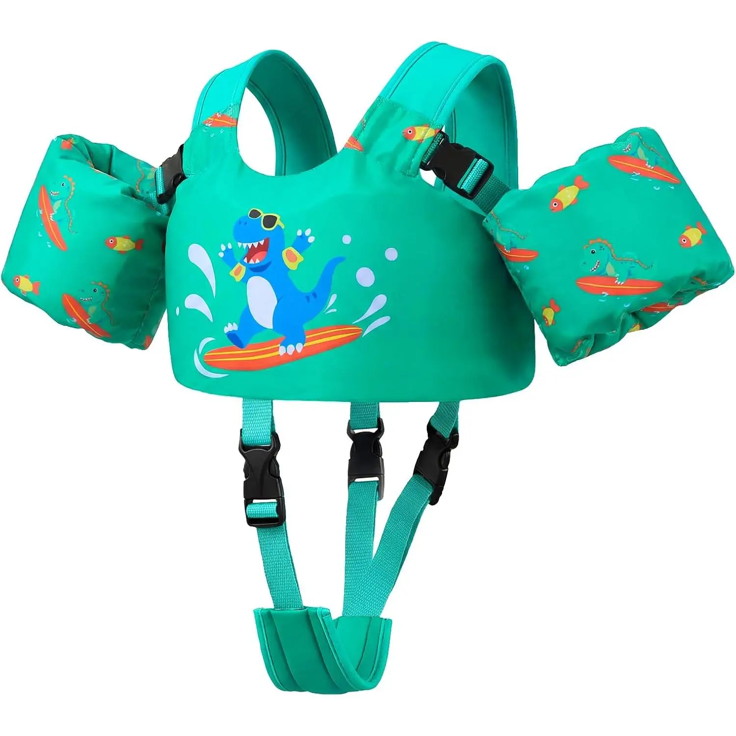 Toddler Kids 3-in-1 Swim Vest Pool Floaties  30,40,50,60,70 lbs Boys and Girls Ages 2,3,4,5,6,7,8 - Swimming Training Jacket with Adjustable Crotch Strap & Detachable Arm Bands Learn to Swim