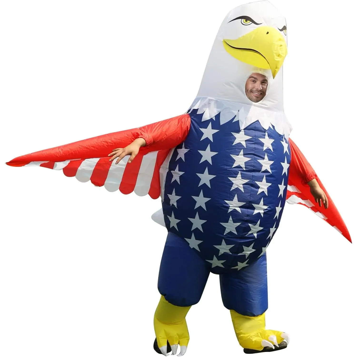 4th of July Inflatable USA Eagle Costume,Adults Patriotic Inflatable Eagle Blow-up Costume for American Memorial Day Independence Day Flag Day Holiday