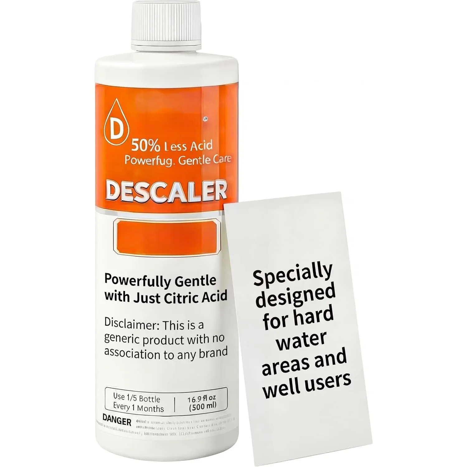 Gentle Descaling Solution Compatible with DeLonghi Coffee Machines, 16.9 fl Oz Professional Formula for Hard Water & Well Users, (5 Uses Descaler)