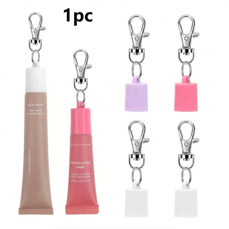 Lipstick Keychain Holder, Portable Lip Gloss Organizer, Cute Silicone Keyring for Lipsticks, Fashion Accessory for Bags (no Lip Color Included)