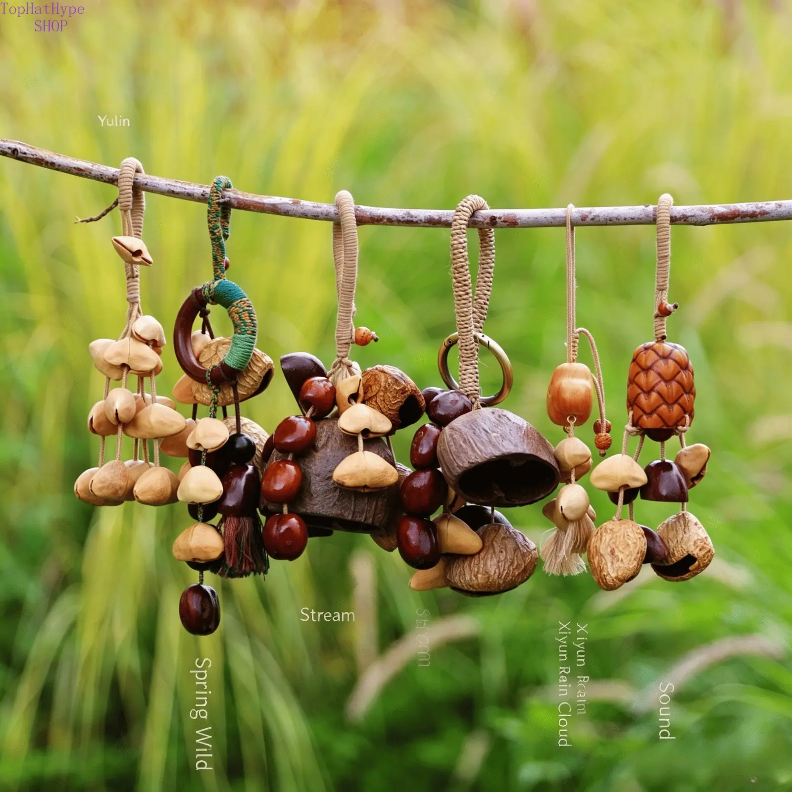 Natural Plant Seed Pod Hand Shaker Bell, Viral ASMR White Noise Sound Healing Chime, Handmade Boho Meditation Percussion Instrument, Portable Calming Stress Relief Wind Bell, Mini Ambient Sound Accessory for Yoga Sound Bath Meditation Rituals