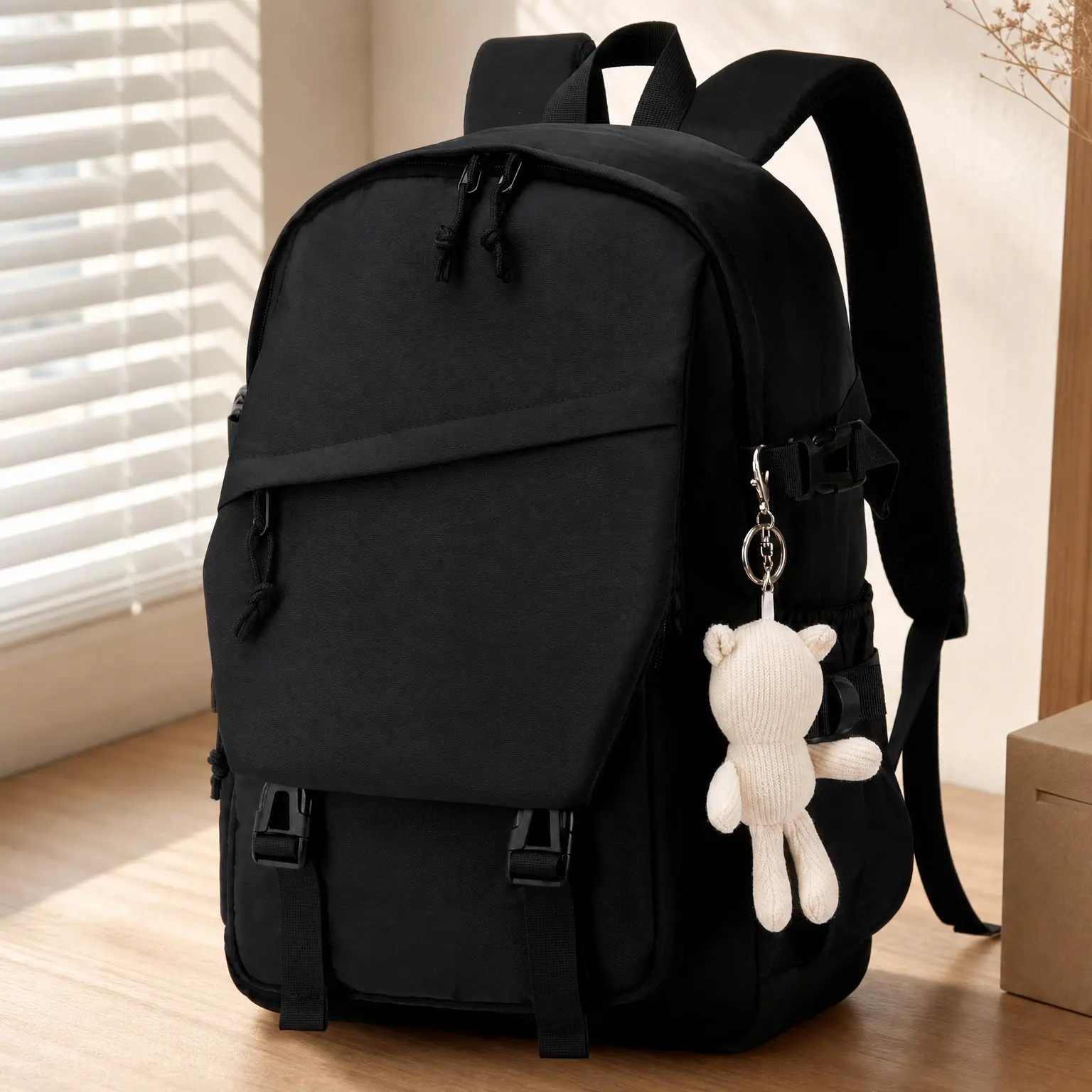 College School Bag Laptop Backpack 15.6 Inch Anti Theft Travel Daypack for Men Women Teens Boys Girls Students, Medium BlackGift