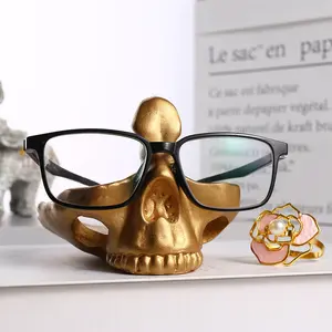 Resin Halloween Skull Craft, Home & Office Decoration, Eyeglass Storage Rack, Decorative Statue, Best Halloween Fall Gift