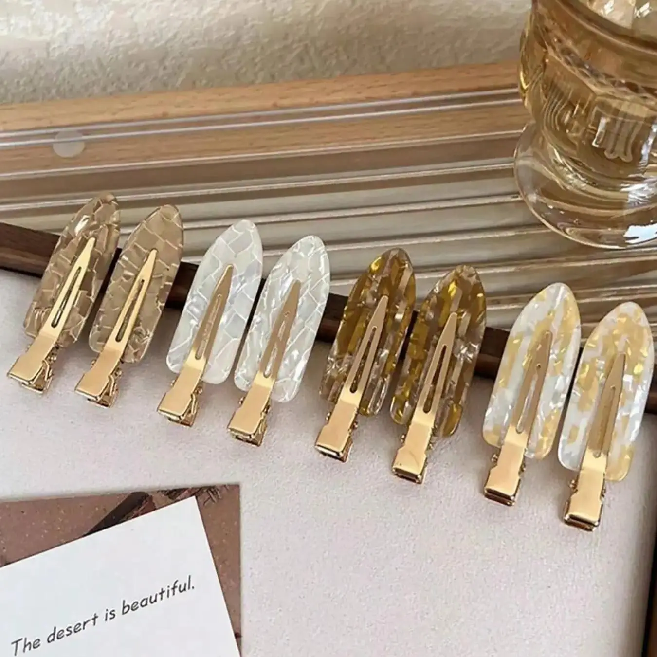 Marble Pattern Alligator Clips, 8 Pack Acetic Resin Hair Accessories for Girls with Non-Slip Grip for Styling, Alligator Clip, Clip Design