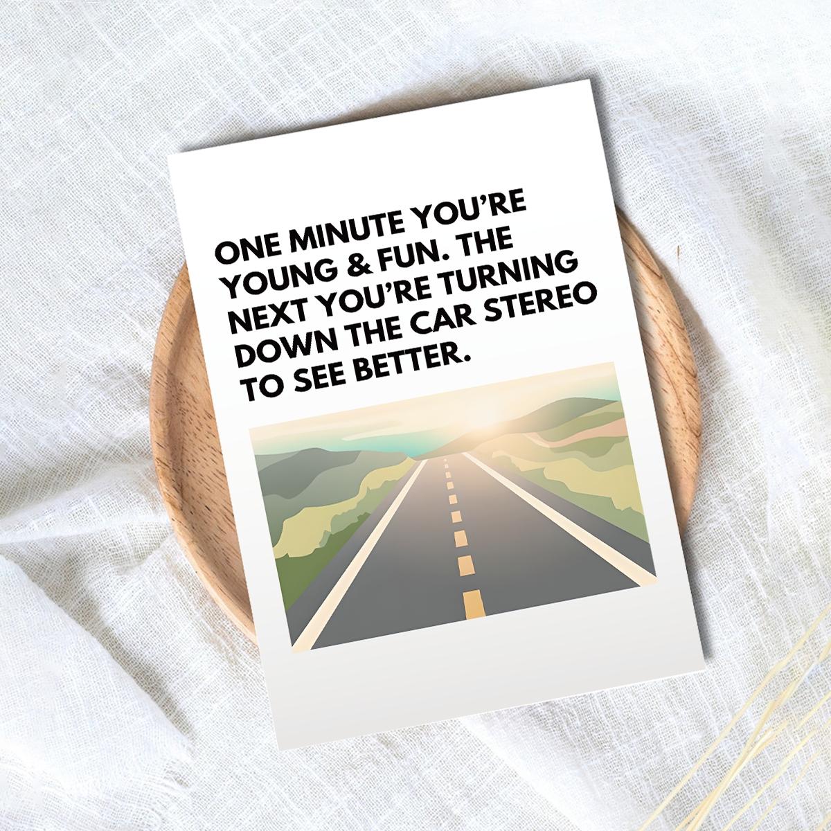 Funny Birthday Card with Envelope, Positive Message Card, 1/3/5 Counts Road Pattern Greeting Card, Birthday Gift for Friend & Family
