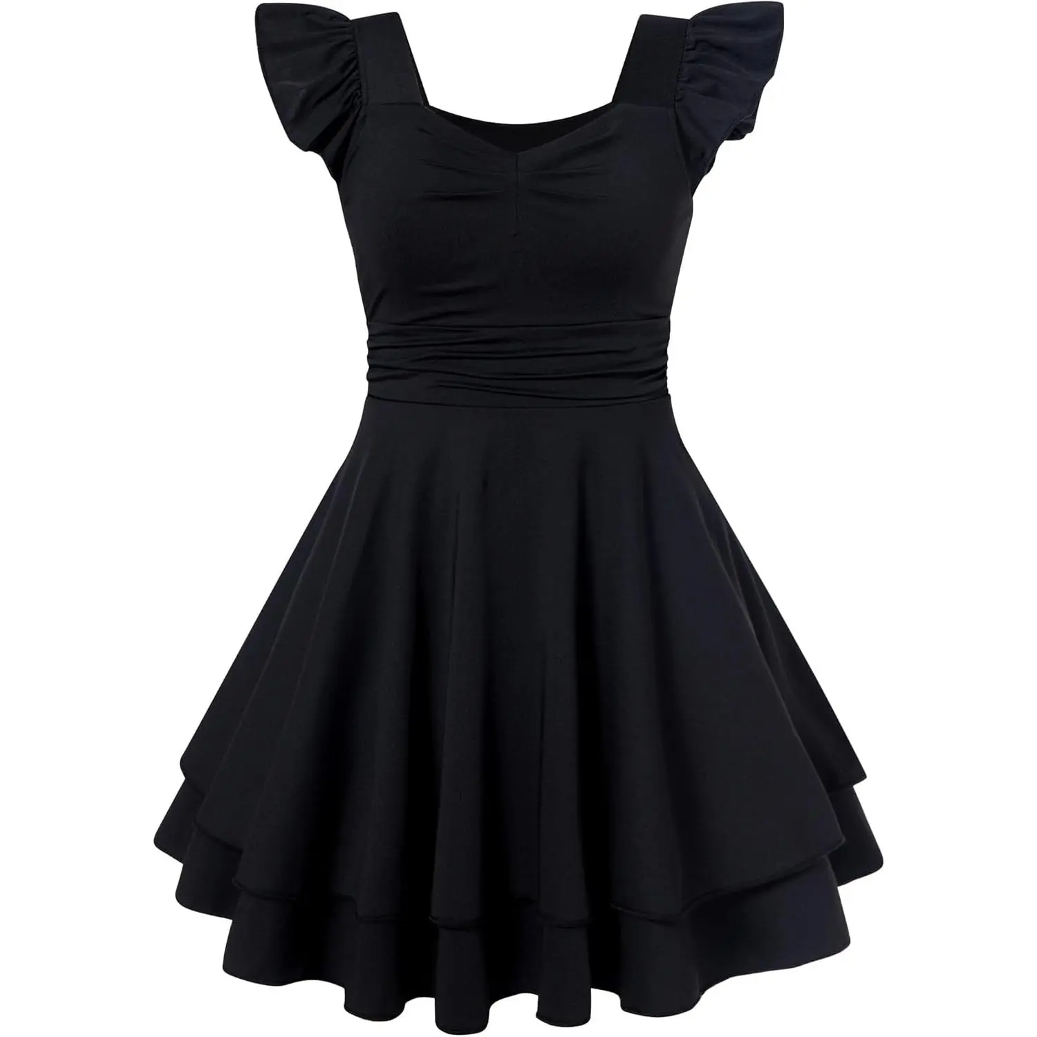 Girls Ruched Dresses Teens Ruffle Flowy Tiered A Line Swing Dress for Girl 7-16Y