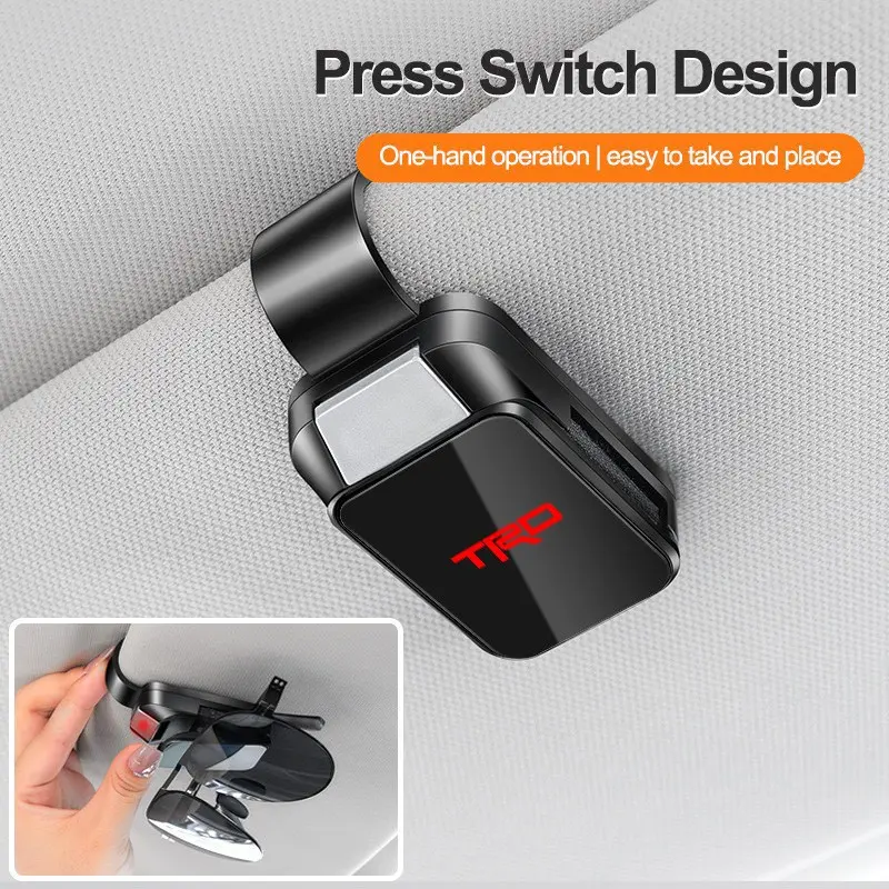ABS Car Sun Visor Glasses Clip Sunglasses Storage car sunglasses holder Bracket For Toyota TRD Logo Corolla Chr Avensis Yaris Camry Racing Accessories