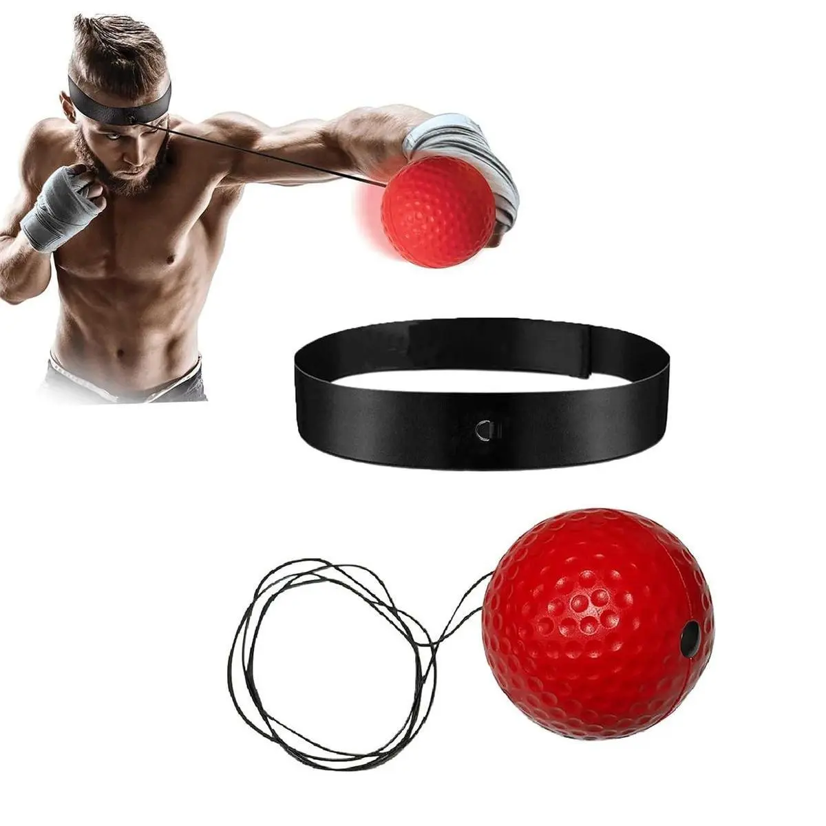 Boxing Reflex Ball with Headband - Speed Trainer for Reaction Time Enhancement and Fight Skills, Punch Workout Gear for Beginners & Pros, Overall Performance Enhancement, Punching Speed Enhancement