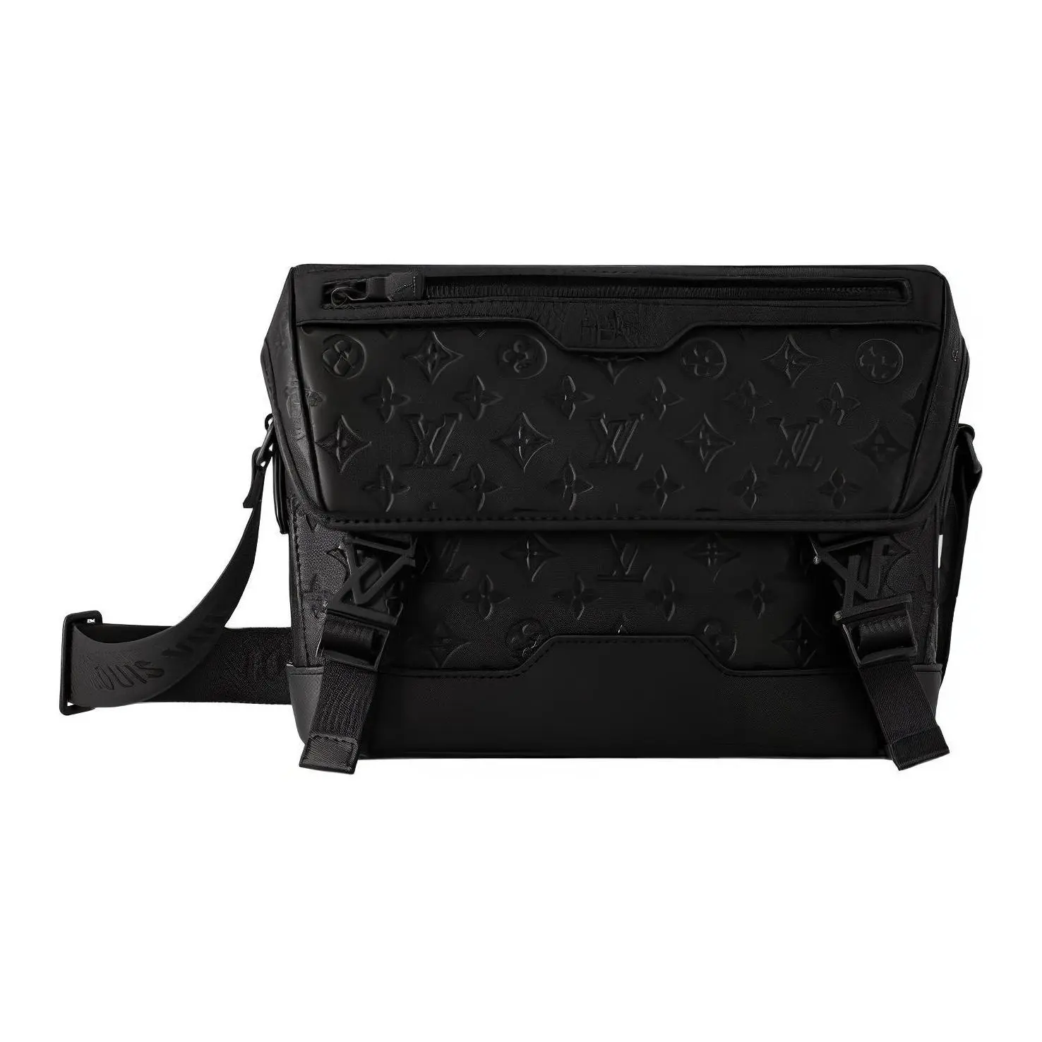 Louis Vuitton Messenger Voyager PM Monogram-Embossed Adjustable Leather Crossbody Bag for Men in Black