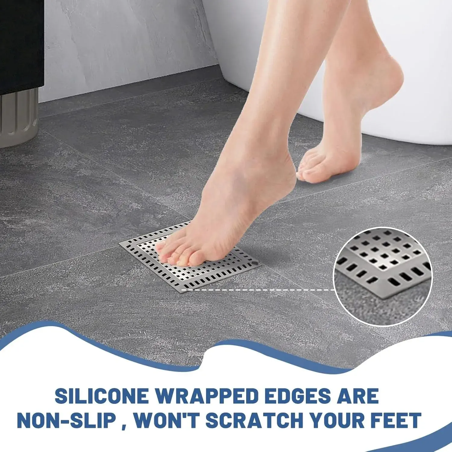 Premium Stainless Steel & Silicone Shower Drain Protector for Bathtubs, Durable Hair Catcher with Water-Tight Seal, Flexible Fit Bathroom Accessories