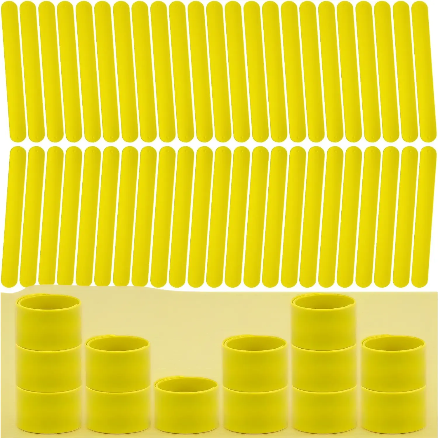 20 Pcs Bulk Silicone Slap Bracelets for Kids, DIY Customizable Snap Bands – Great Party Favors for Birthdays, Halloween, Christmas, Classroom Prizes, Holiday Gifts (Yellow)