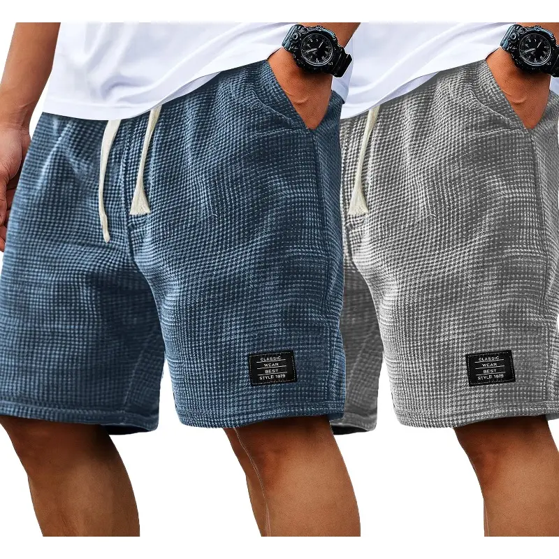 3pack Men's Drawstring Casual Shorts With Side Pockets Loose Fit Knee Length Workout Walking Short Pants Multipack Streetwear Summer Daily Wear
