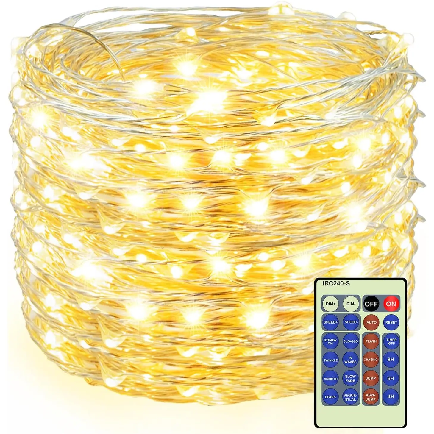 300LED Fairy Lights Twinkle String Light Plug in,99ft Bendable  Copper Wire  Lights, 12Modes with Timer Remote,Warm White Decor for Indoor Outdoor Room Wedding Party Christmas