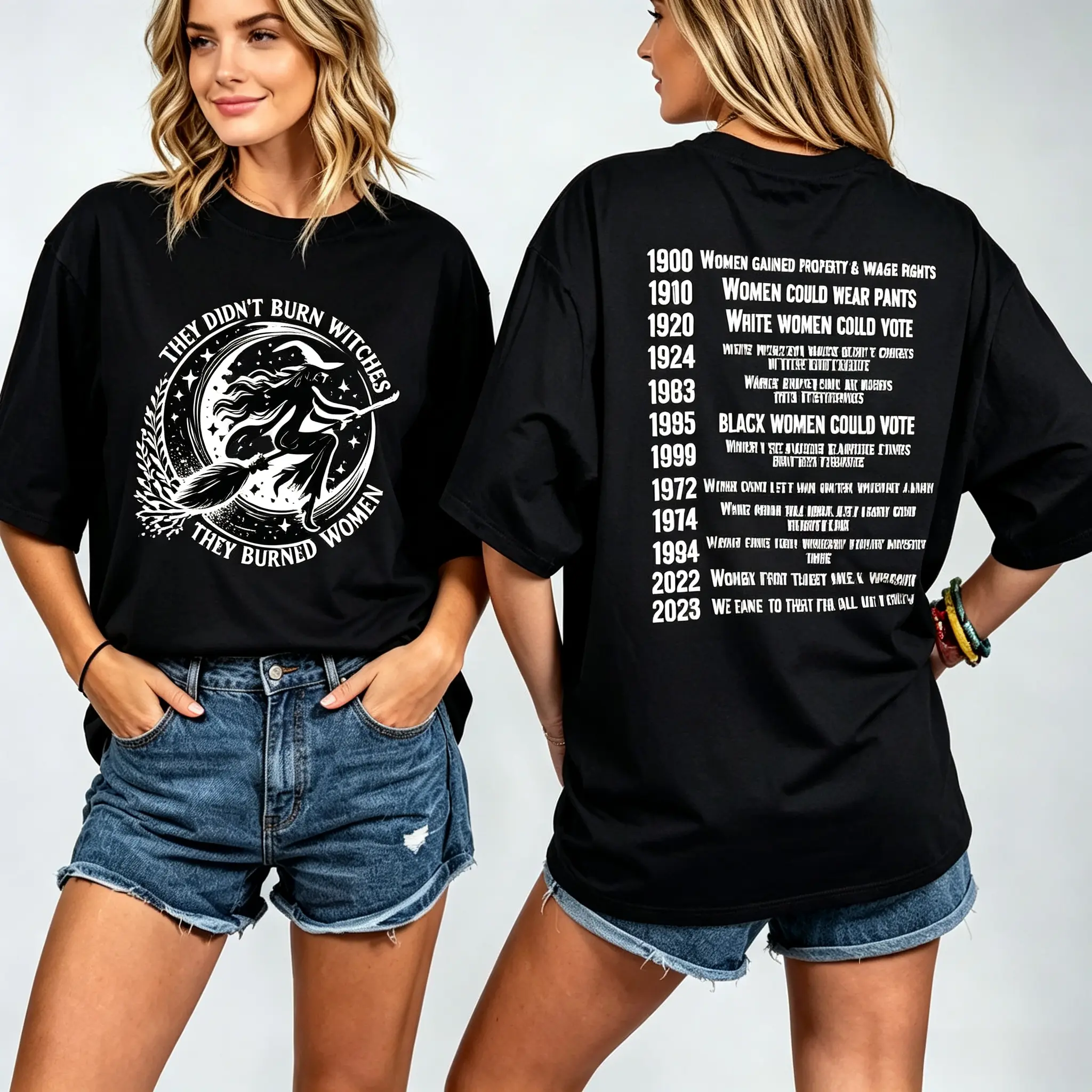 They Didn't Burn Witches They Burned Women T-shirt, Feminist Witch 2 sides Tee, Bury The Patriarchy Shirt for Women, Women's Rights Tee, Witchy Feminist Apparel,Size S-5XL
